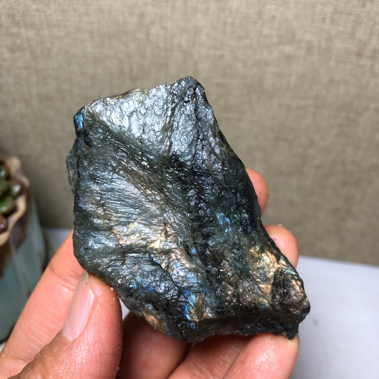 58mm Natural Labradorite Crystal gemstone rough original Specimen 95g A4219