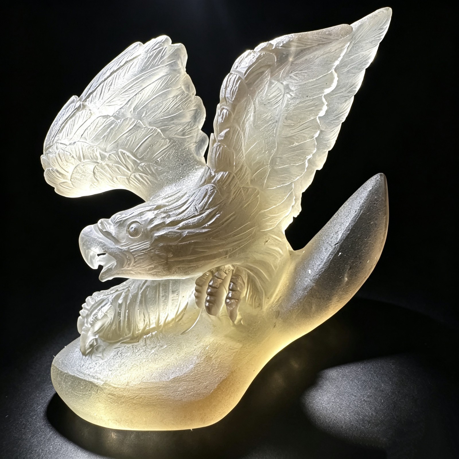 Hand Carved Citrine Eagle -Natural Crystal Animal Figurine Sculpture Decor 3.96″