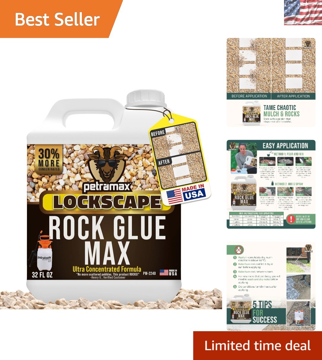 Max 32 oz Rock Glue – Fast-Drying Landscape Adhesive for Durable Erosion Control