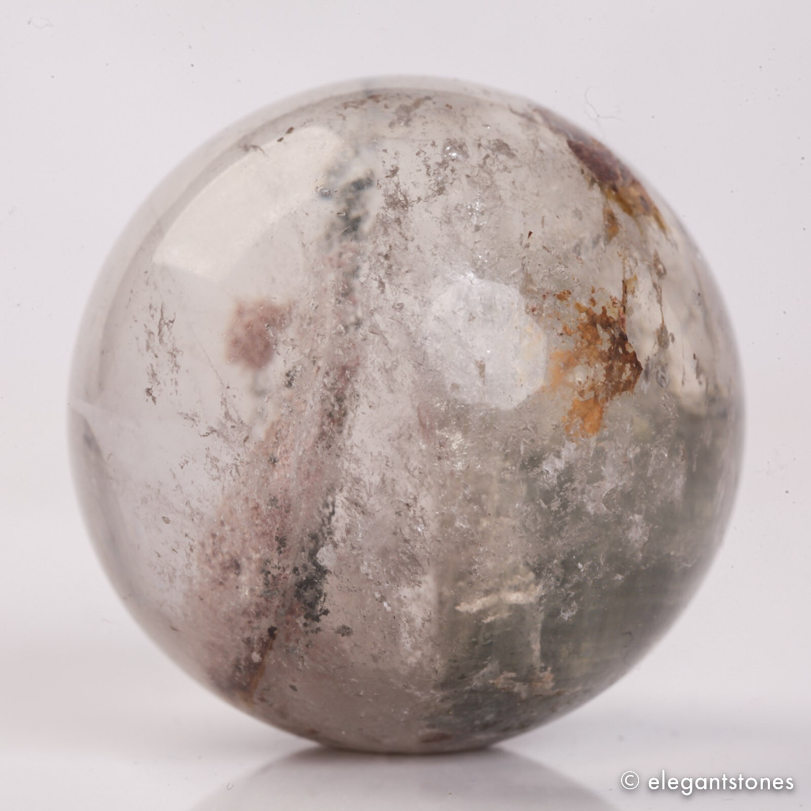 52g33mm Natural Garden/Phantom/Ghost/Lodolite Quartz Crystal Sphere Healing Ball