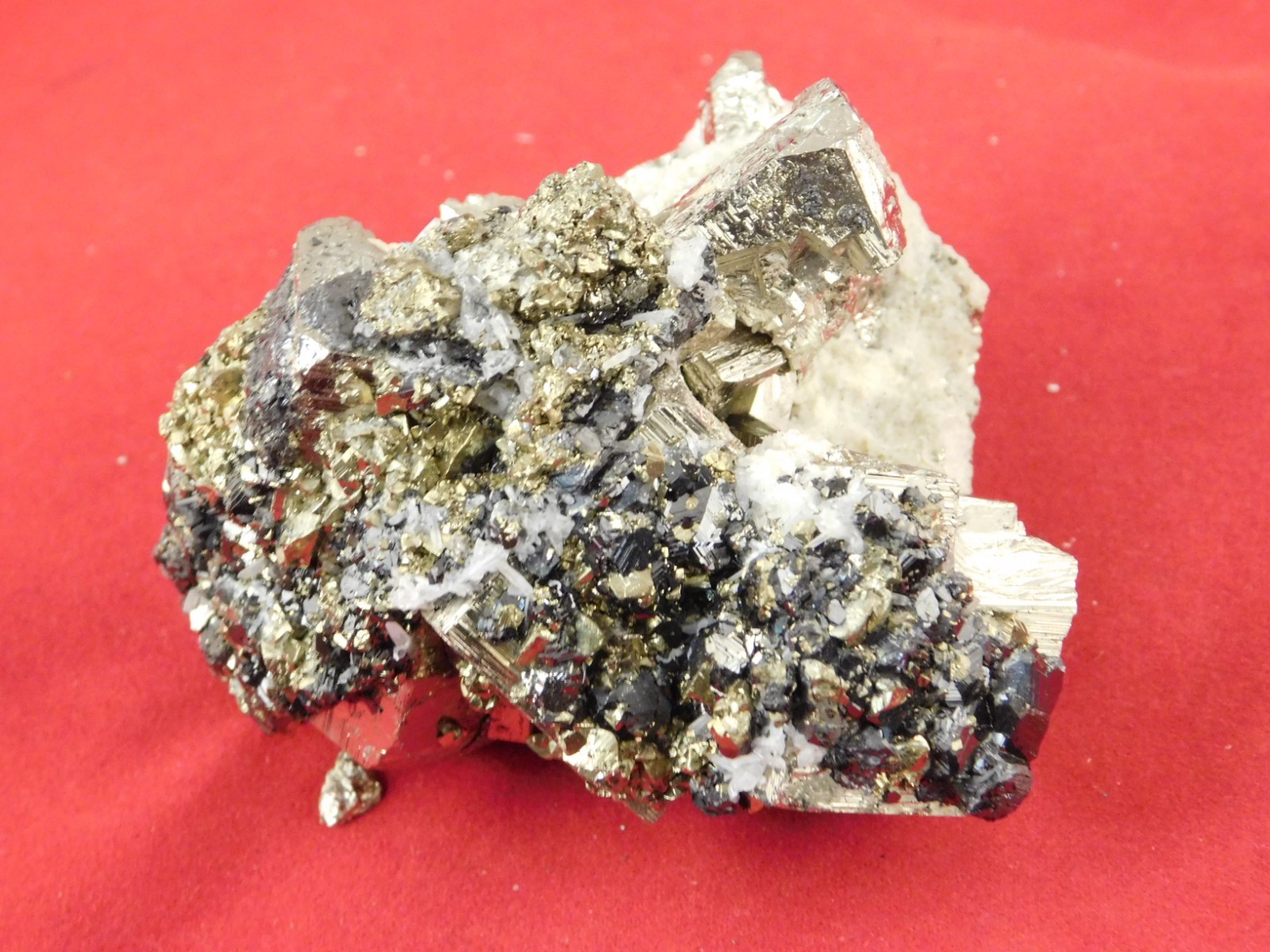 Sphalerite Crystal Cluster with Chalcopyrite Calcite and Pyrite 214gr