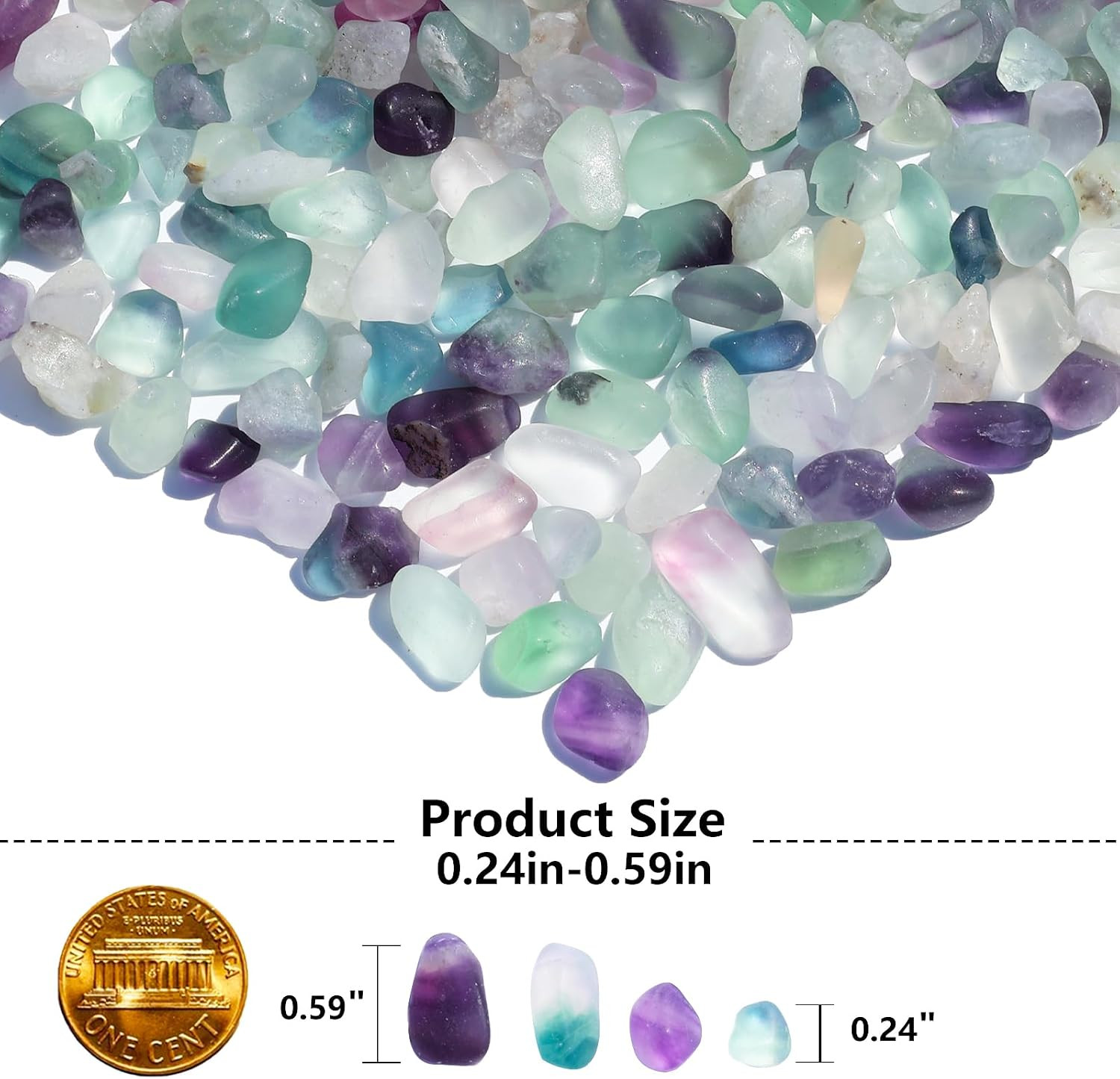 Crystal Pebbles – 0.9LB Natural Fluorite Crystal Bulk | Decorative Tumbled Gemst