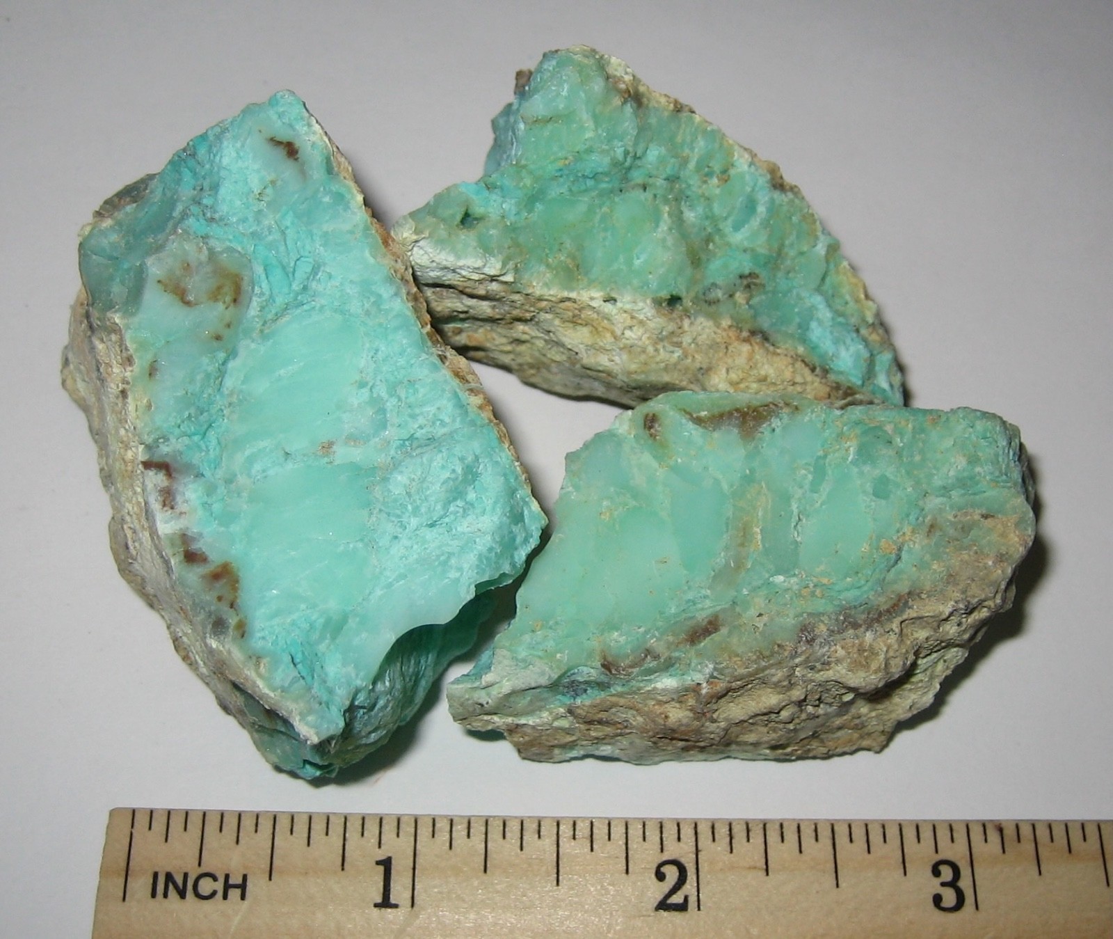 3 NATURAL ROUGH 1″ – 2.2″ GREEN OPAL CRYSTAL STONE MINERALS BULGARIA ~ 162.6g *2