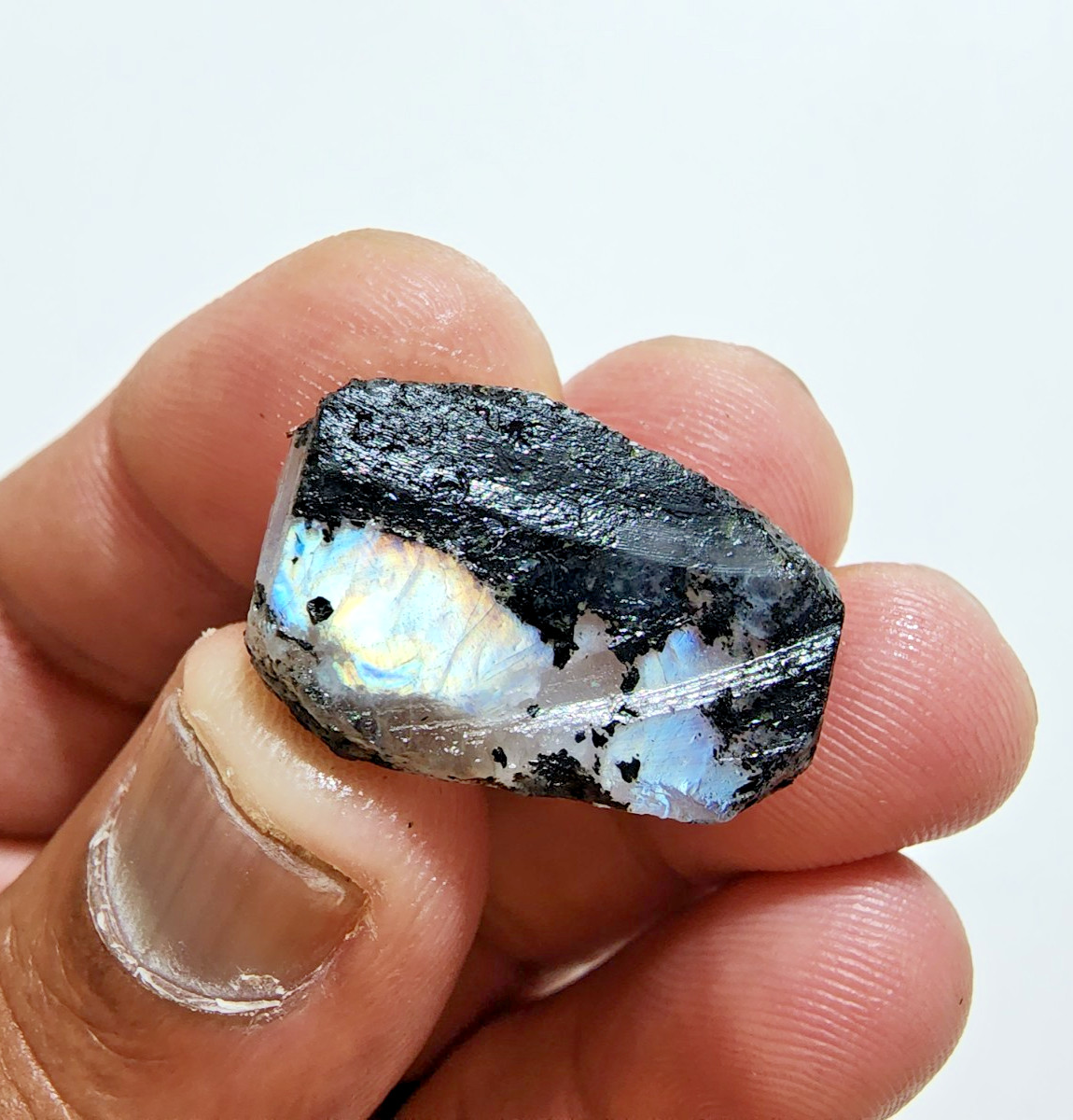31 Crt Wonderful Blue Fire White Rainbow Moonstone Rough Loose Gemstone Jewelry