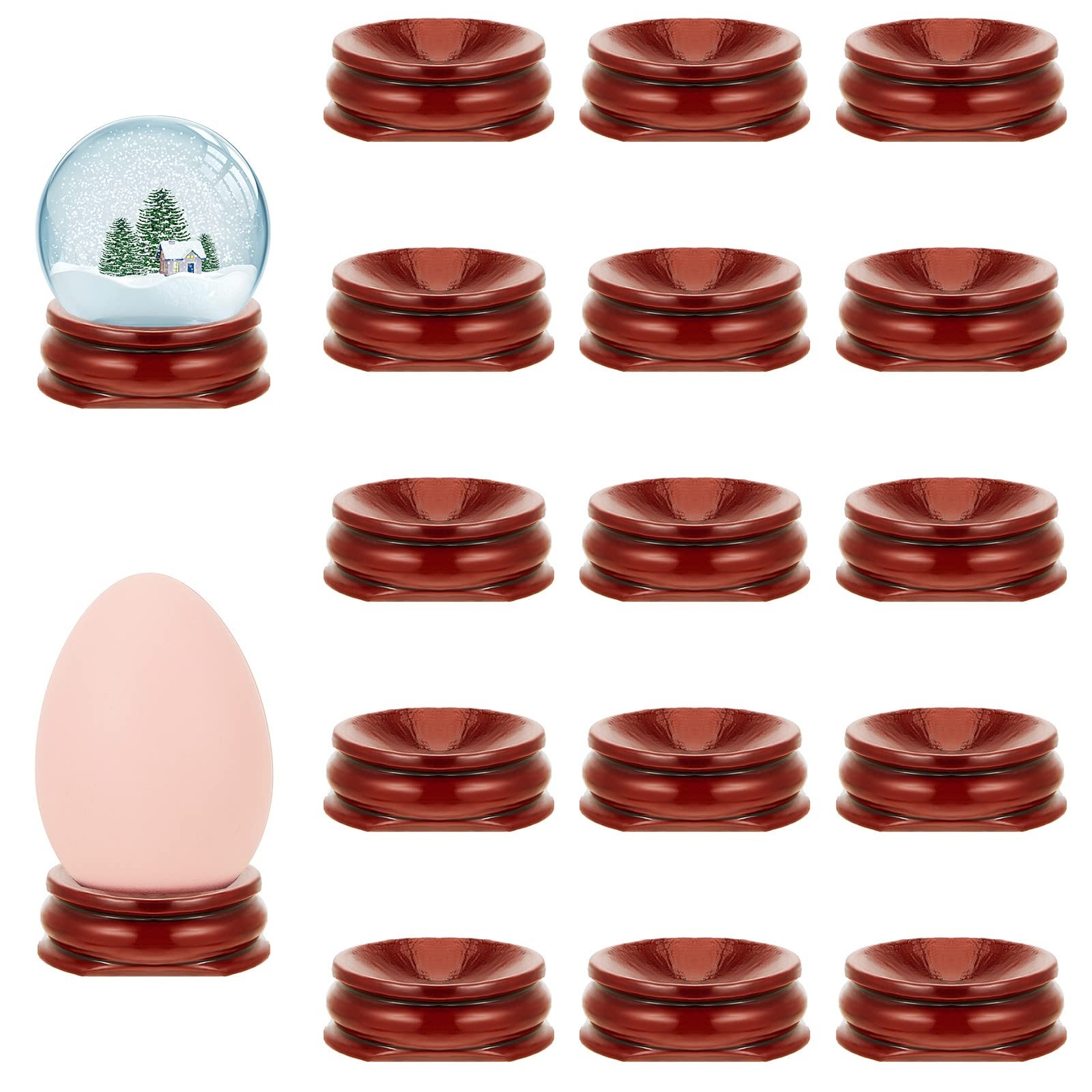 Taiyin 15 Pcs Sphere Stands for Display Crystal, Crystal Holder Wood Egg Ball…