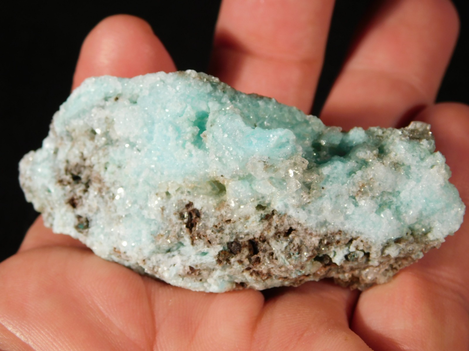 Light BLUE! CHRYSOCOLLA Cluster Under Translucent Druzy Quartz Mexico 77.0gr