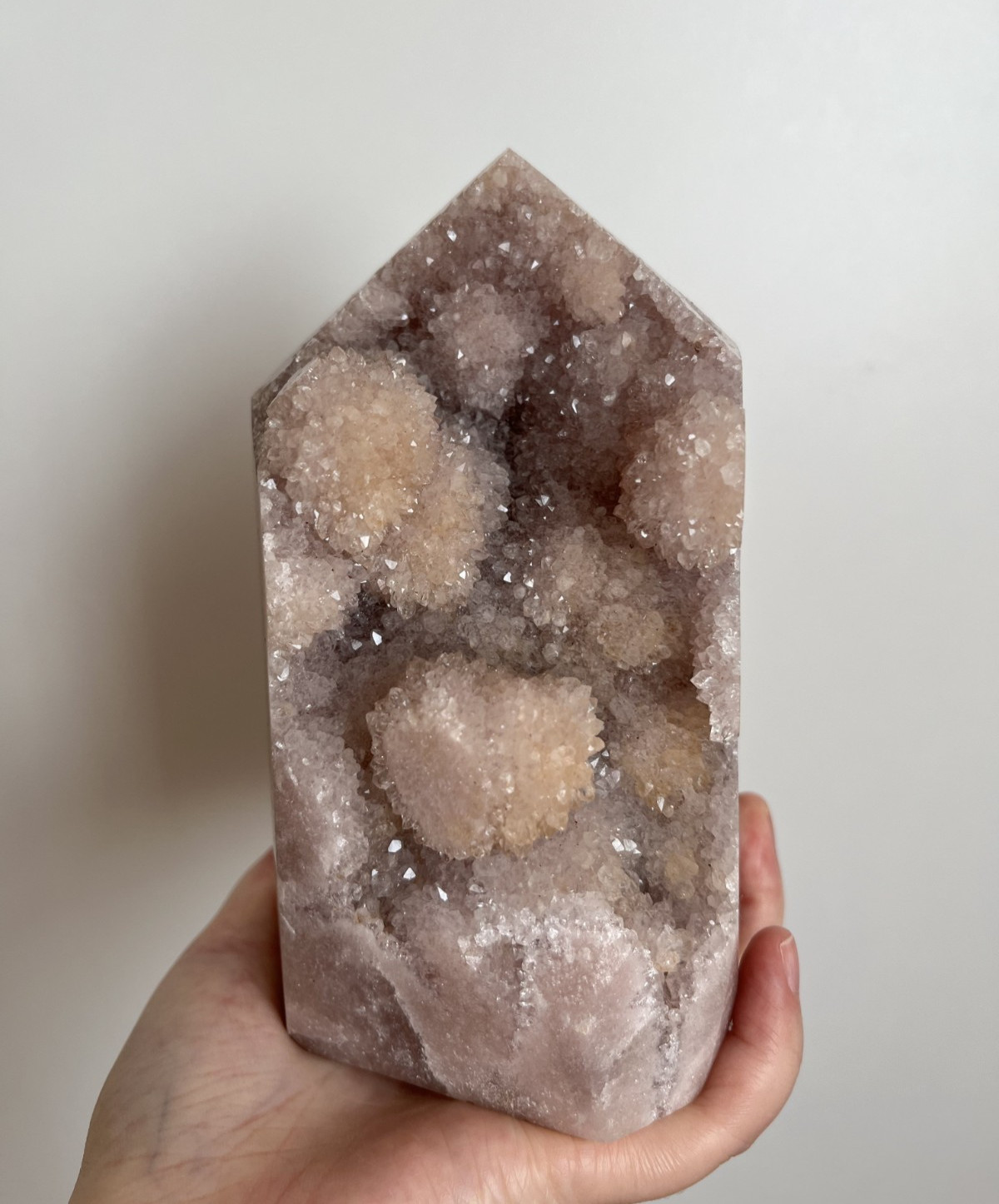 5.75″ Sparkly Bubble Druzy Pink Amethyst Tower Point
