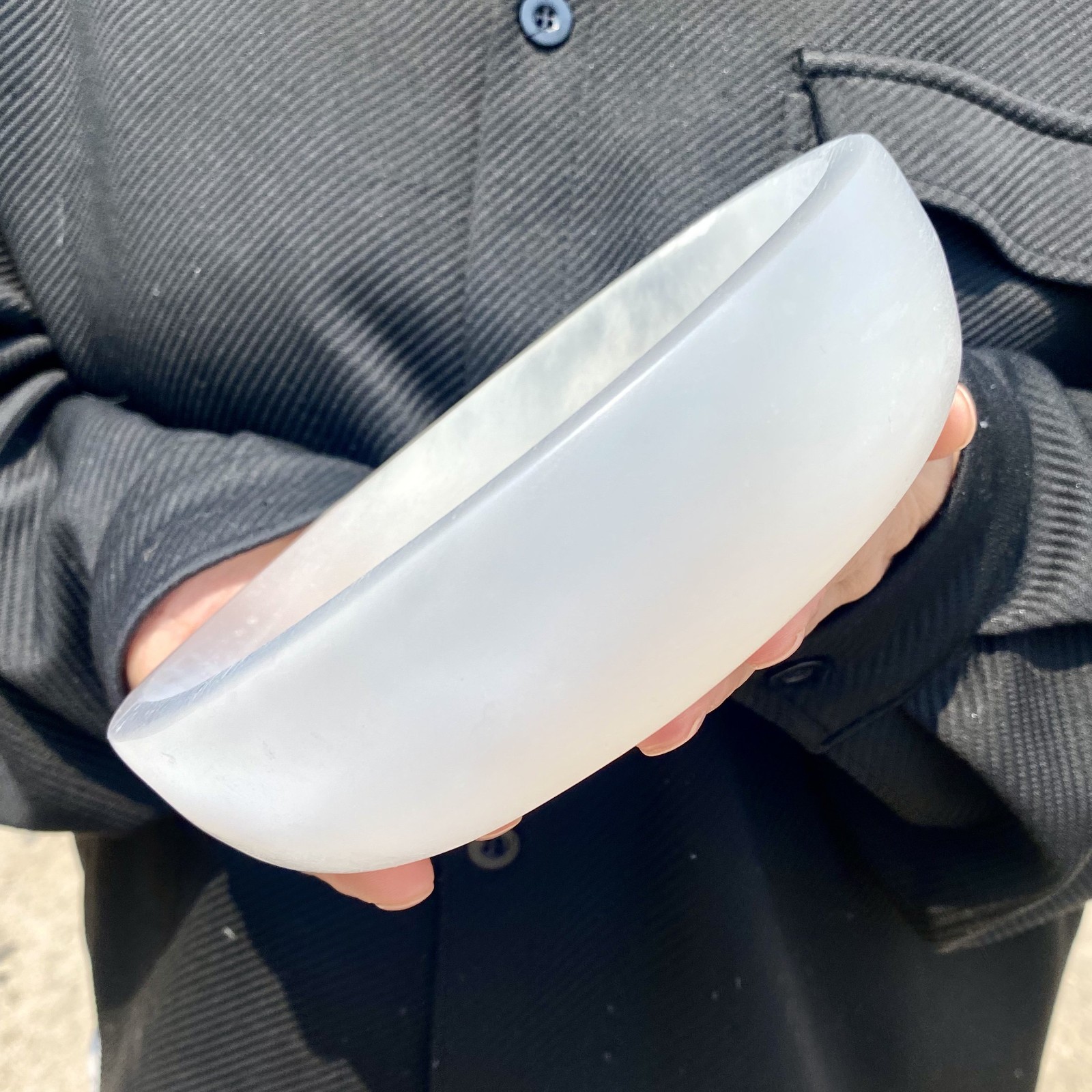 2.8LB Selenate crystal carved smooth polished circular plate for healing spiritu