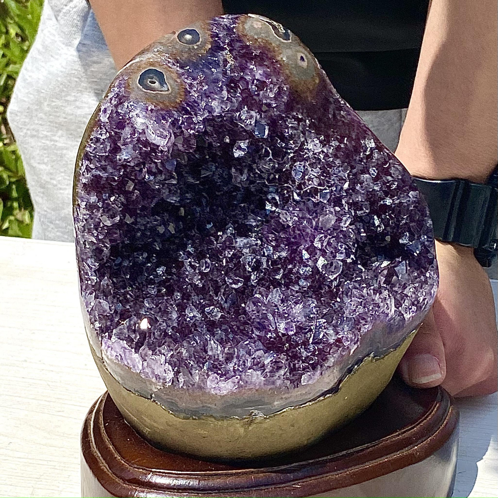 6LB Natural Uruguayan Amethyst Quartz Cave Geode Crystal Specimen Healing+base