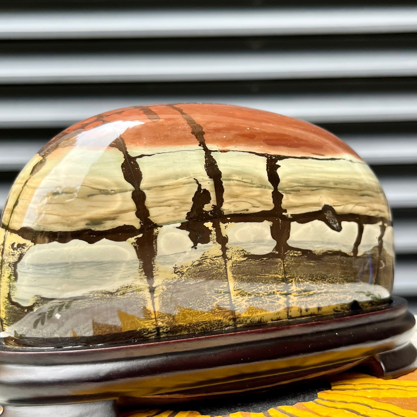 3 lb Natural Picture Stone Polished Arc Landscape Art Home Office Desk Decor