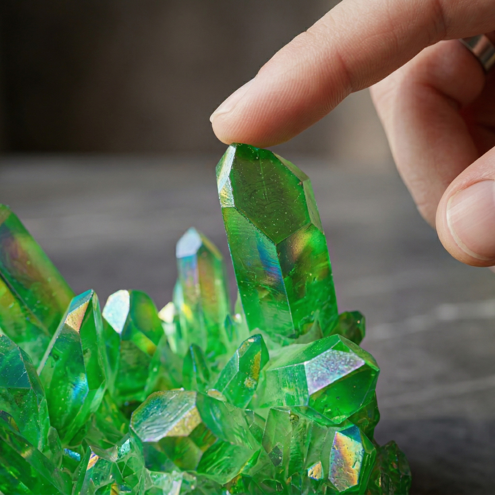 Aura Angel Green Quartz Point Cluster Green Crystal Specimen Minerals Home Decor
