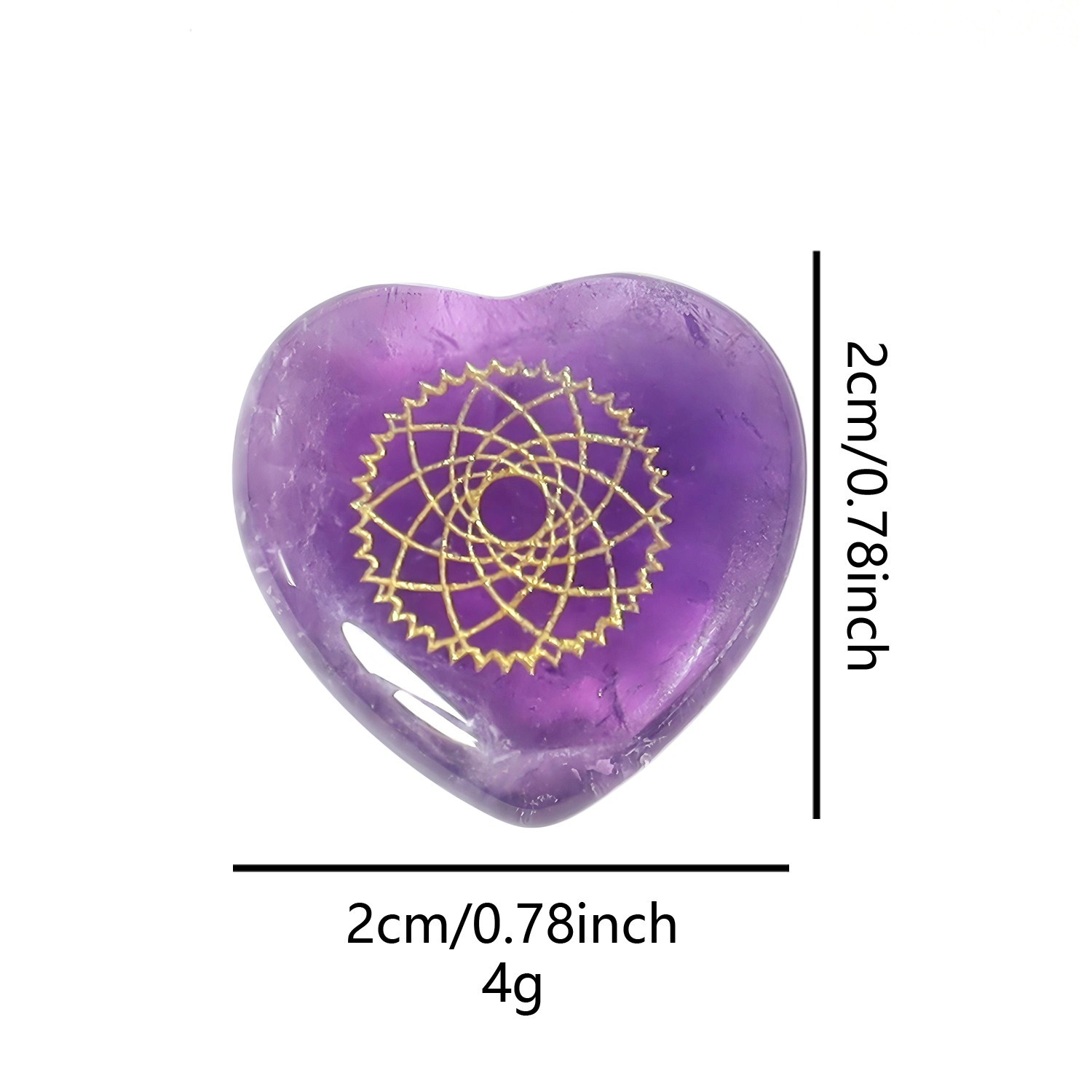 7 Chakra 20mm Heart Gemstone Set with Engraved Chakra Symbols Healing Crystals