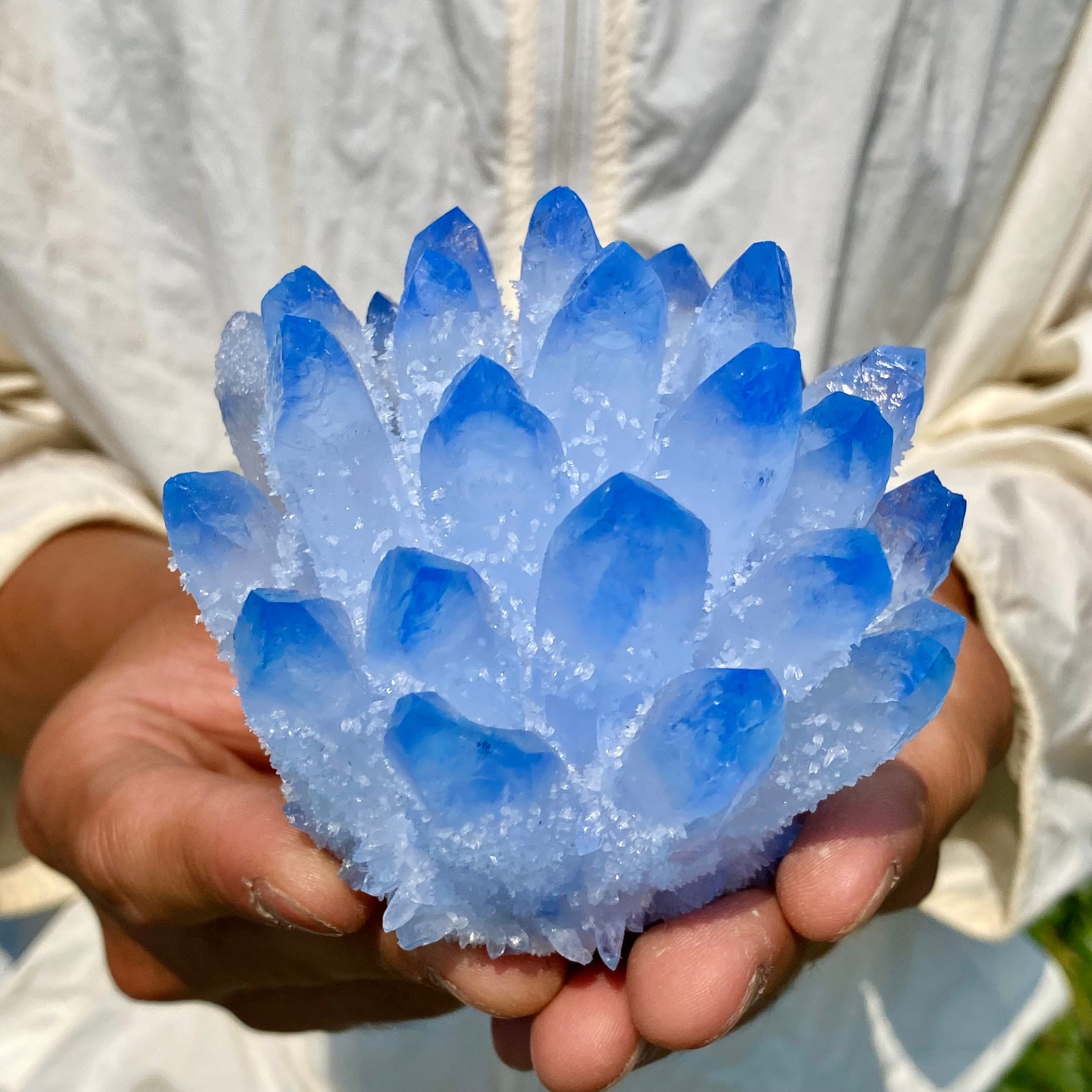 405G New Find blue Phantom Crystal Quartz Cluster Mineral Specimen Healing