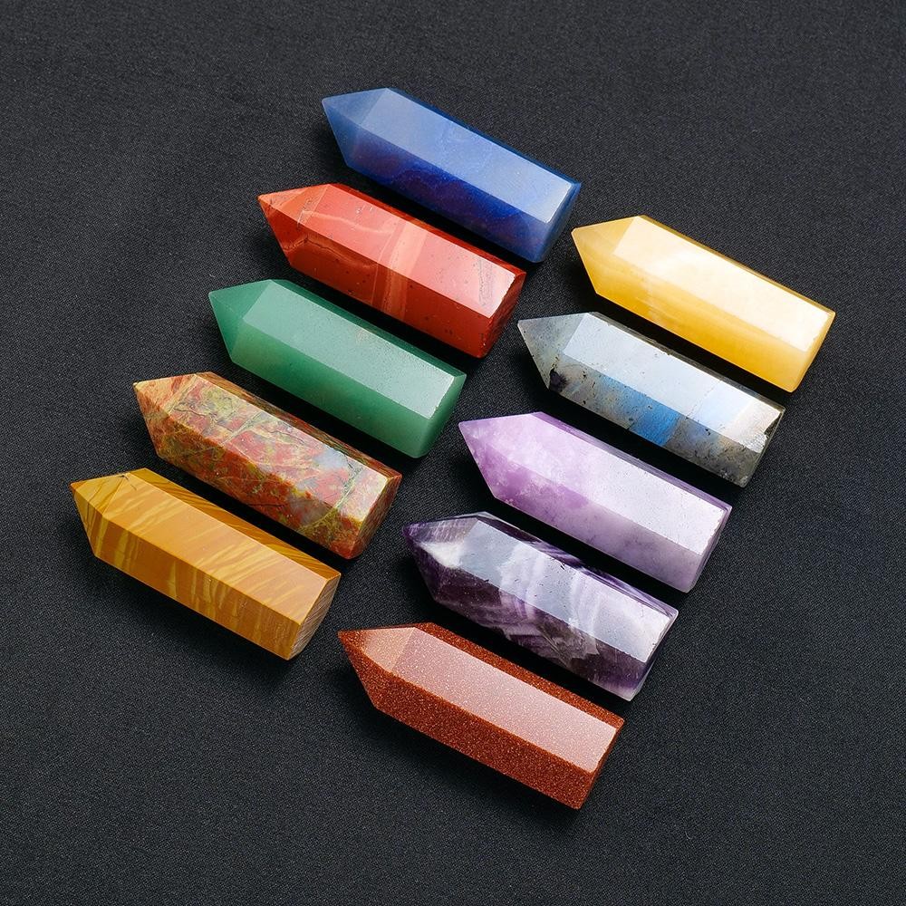 45mm Natural Crystal Point Wand 6 Faceted Prism Reiki Healing Chakra Stone