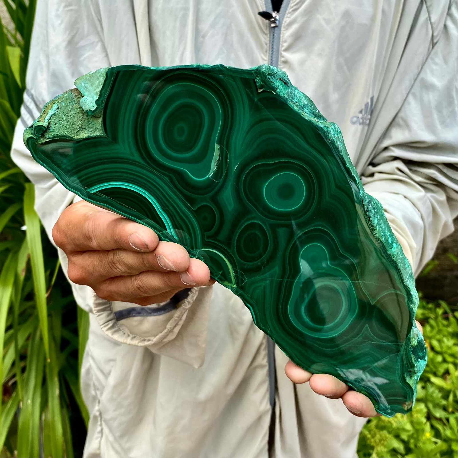 2.6LB Natural malachite slice quartz crystal luster mineral specimen