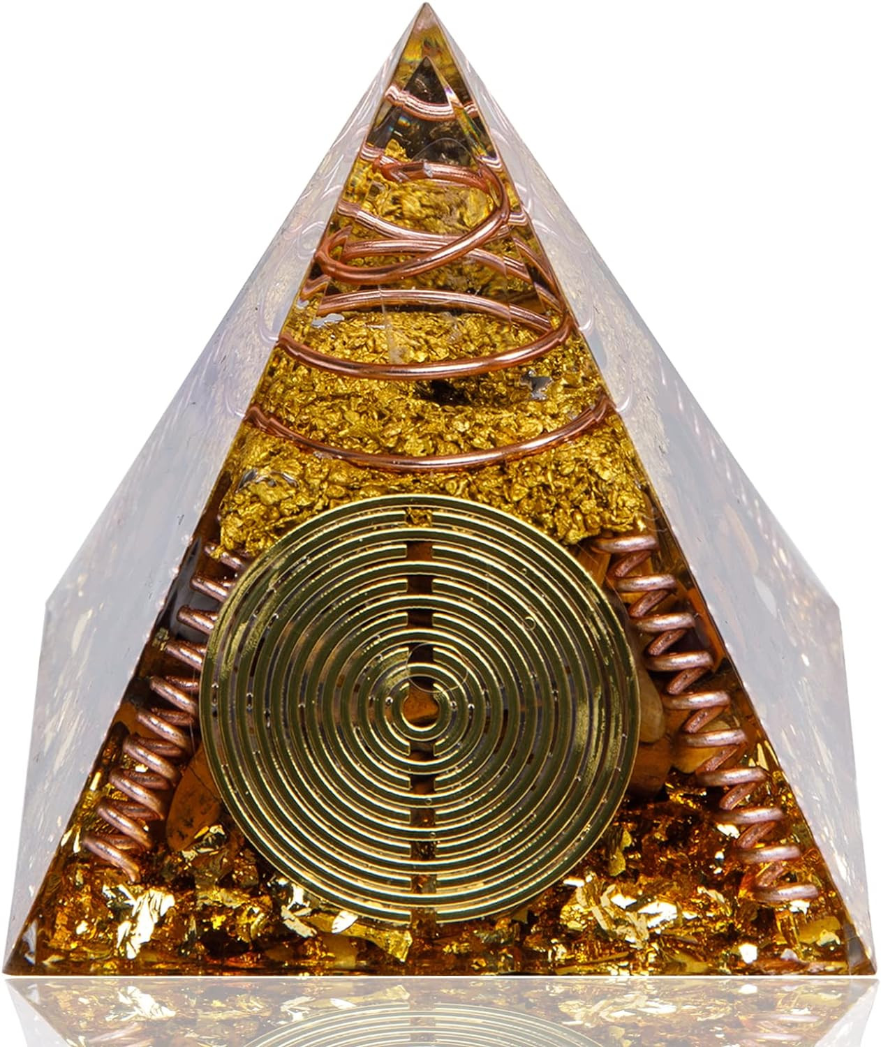 Orgone Pyramid, Small Healing Crystals Pyramid with Tiger’S Eye Stones, Orgonite