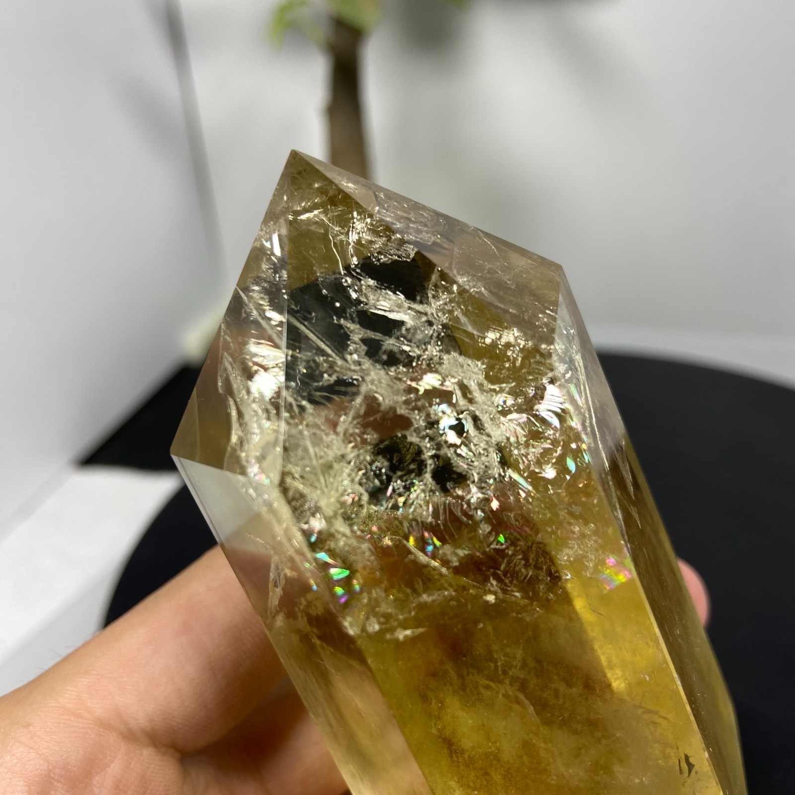 290g Natural smoky Citrine Obelisk Quartz Crystals specimen tower Healing Gems