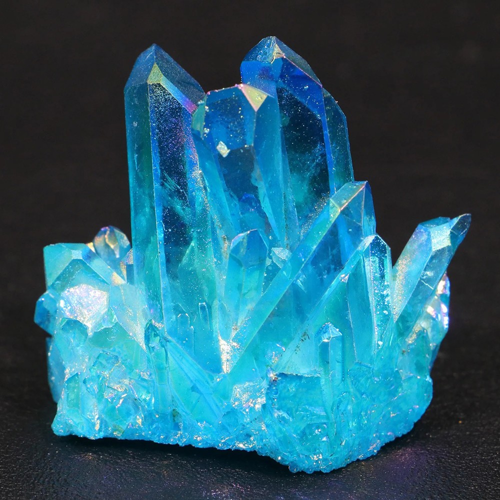80-100g Titanium Aura Blue Crystal Rainbow Healing Cluster Geode Rock Decor Gift
