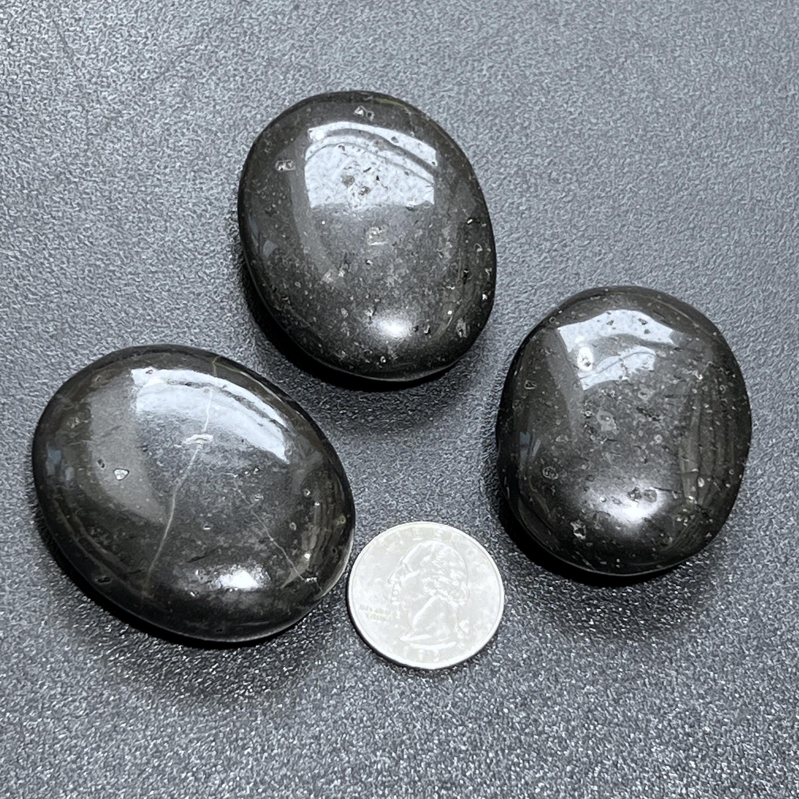 Black Tourmaline Crystal Palm Stone Carving Natural Genuine Mineral