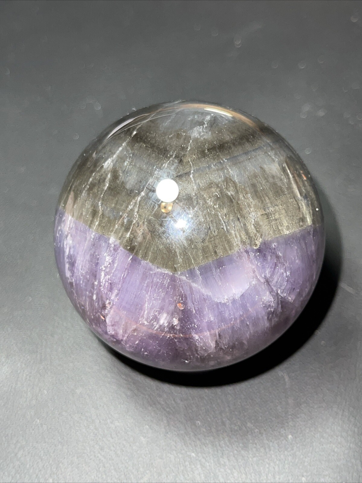 Auralite 23 Crystal Sphere Ball Orb Excellent Flash And a Rainbow 52.2mm 196g