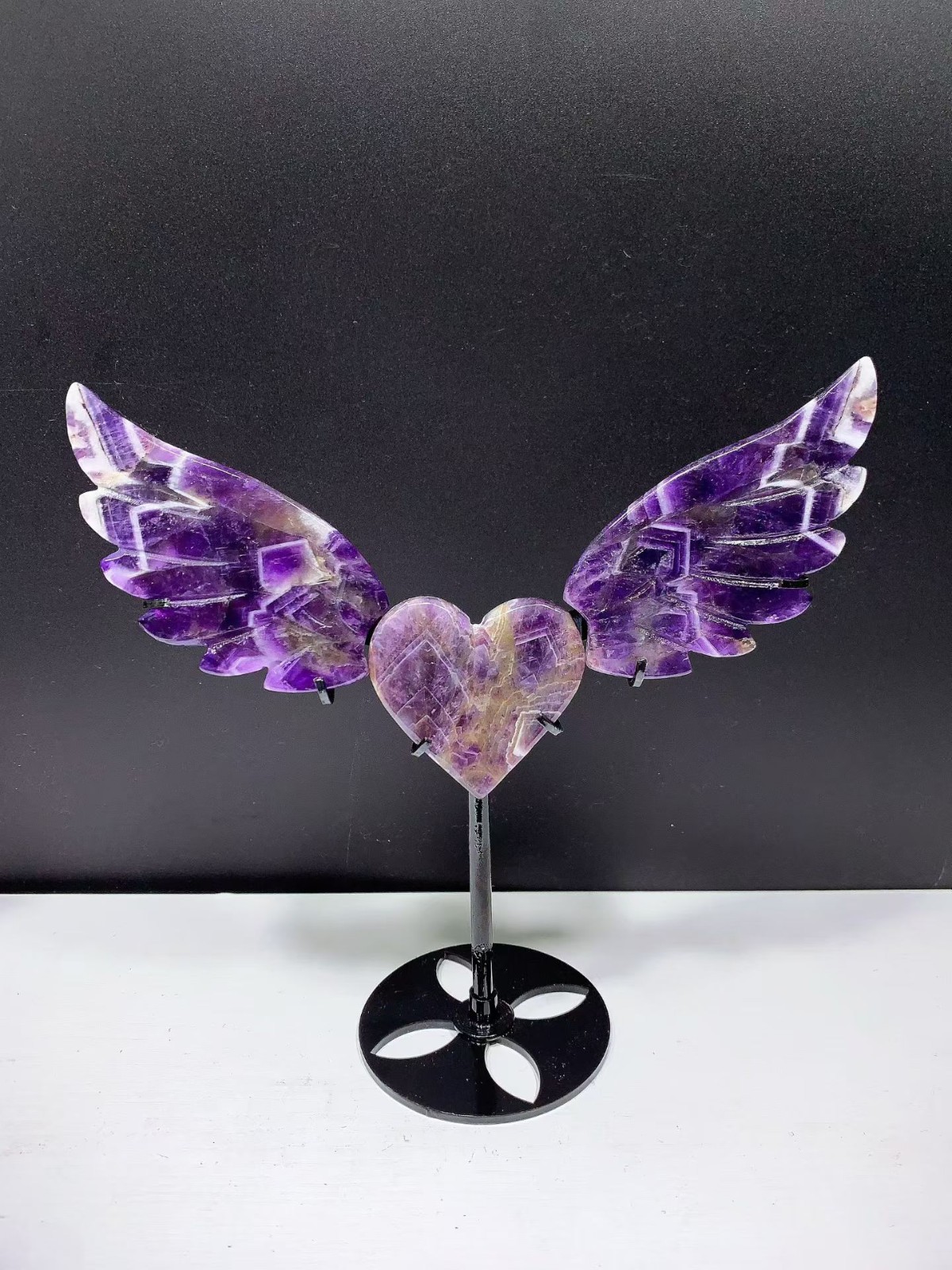 Natural Dream Amethyst Quartz crystal carved Wings of Love Decor heal Gift 1pc