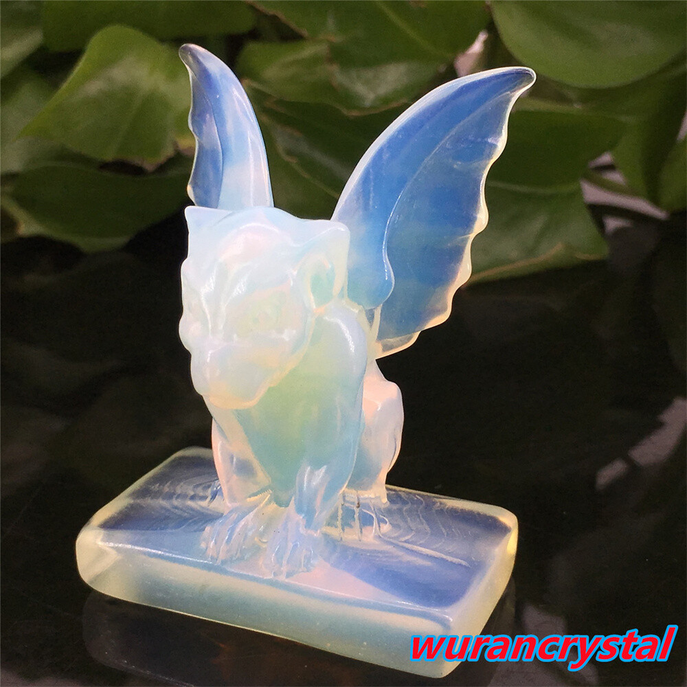 1pc Opalite Quartz Gargoyles Angel Skull point Crystal Carved Skull Healing Gem