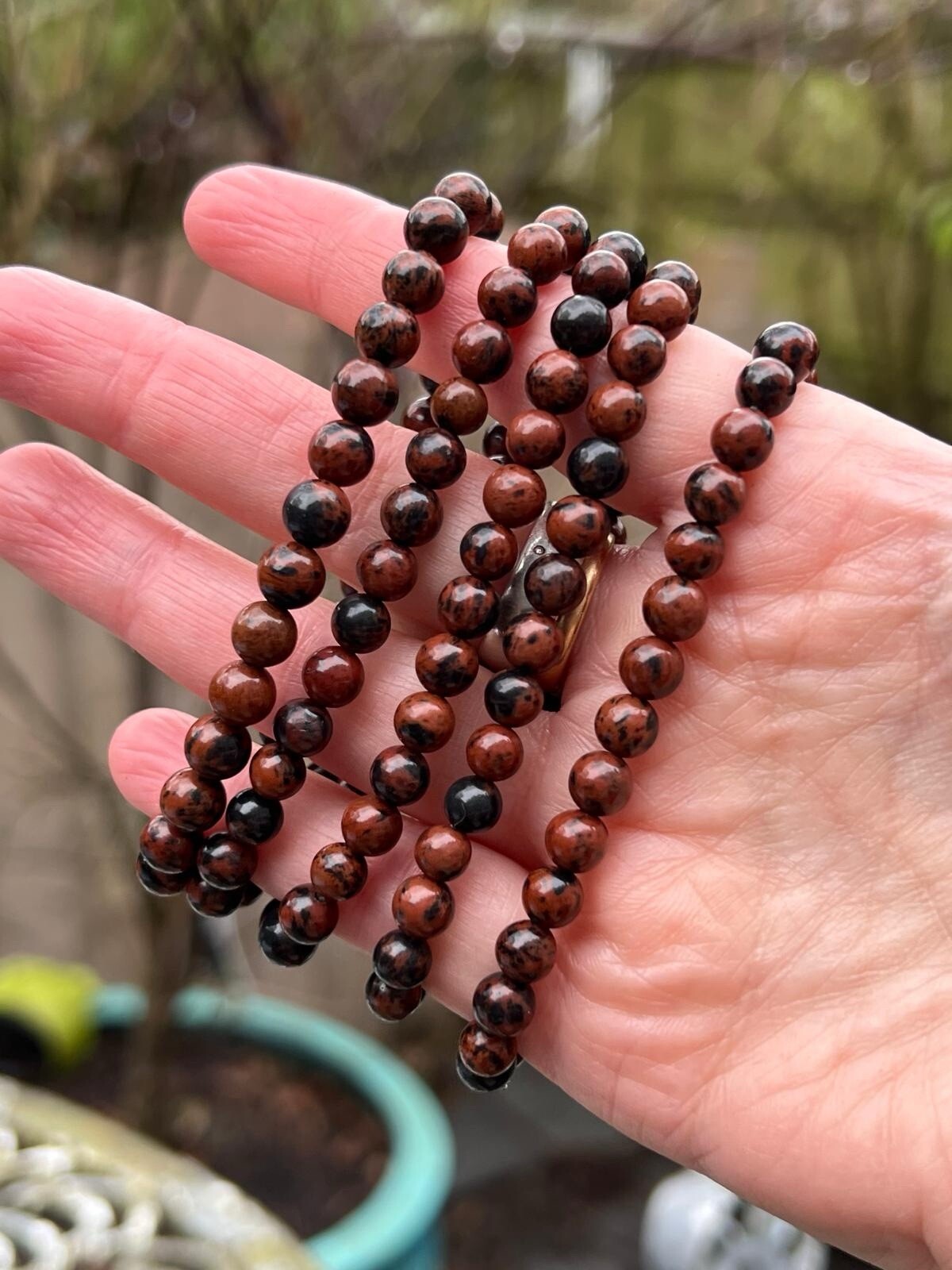 Mahogany Obsidian Crystal Beaded Bracelet 6mm AAA+