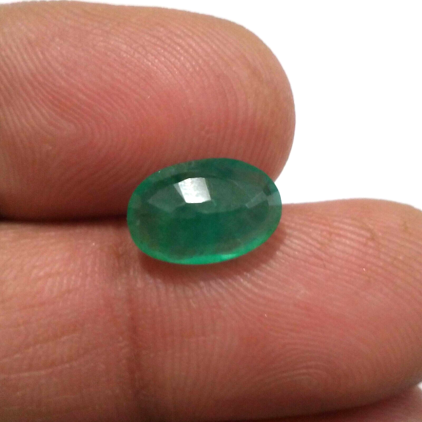 3.20 Crt For Jewelry Top Green Zambian Emerald Faceted Oval Shape Loose Gemstone