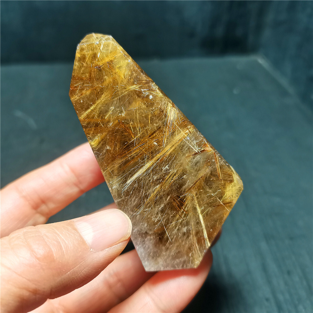 Rare Clear Golden Rutilated Inclusions Stone Gold Needles Stone specimen CY30