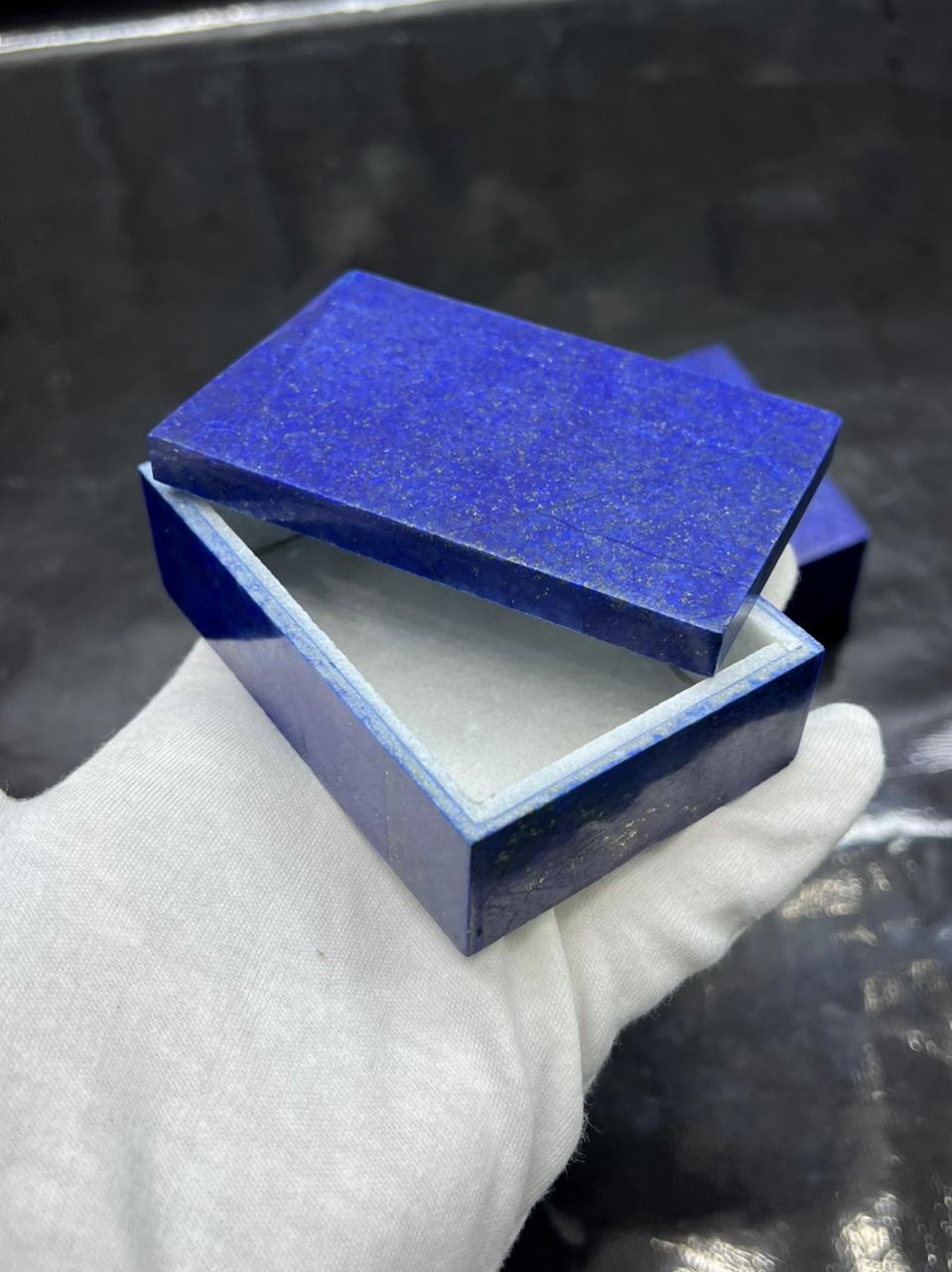 Natural lapis lazuli jewelry box set slightly coloured to enhance beauty