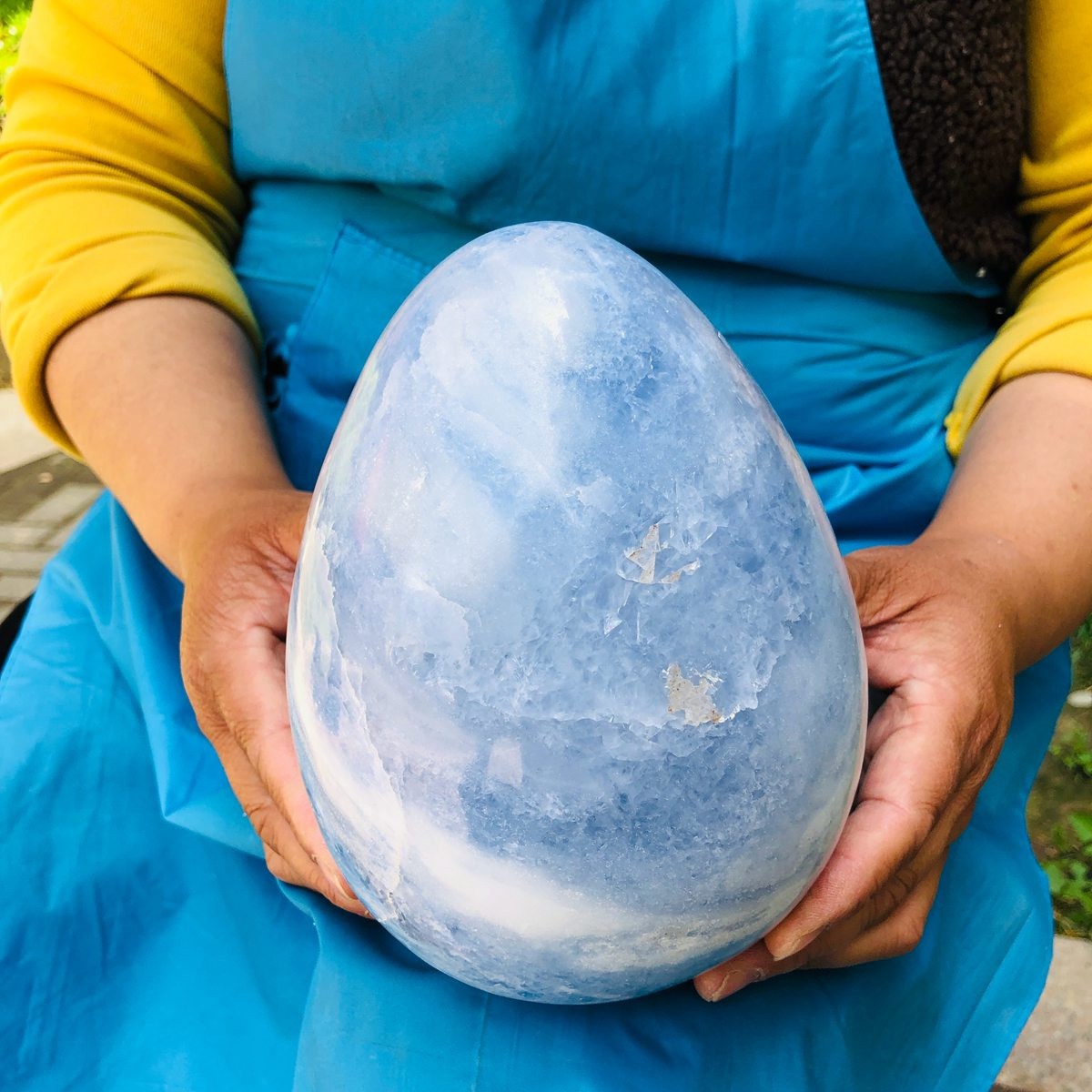 8.2LB Natural blue celestite POLISHED egg shape Quartz Crystal healing decor