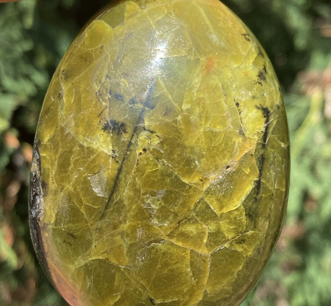 Handmade Polished GREEN OPAL Healing Crystal Palm Stone Pebble MADAGASCAR 2.4″