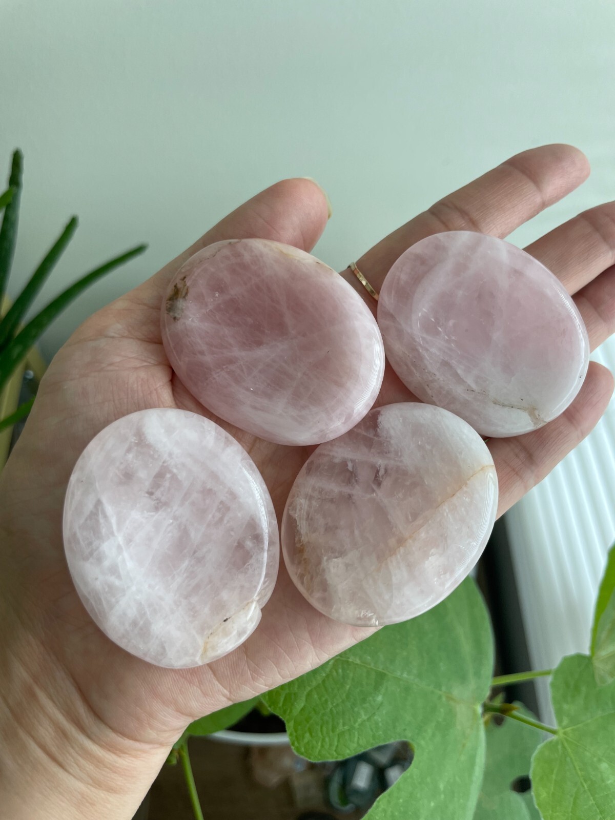 ONE Rose Quartz Palm Worry Stone (Intuitive Pick) – Approx. 2″ long