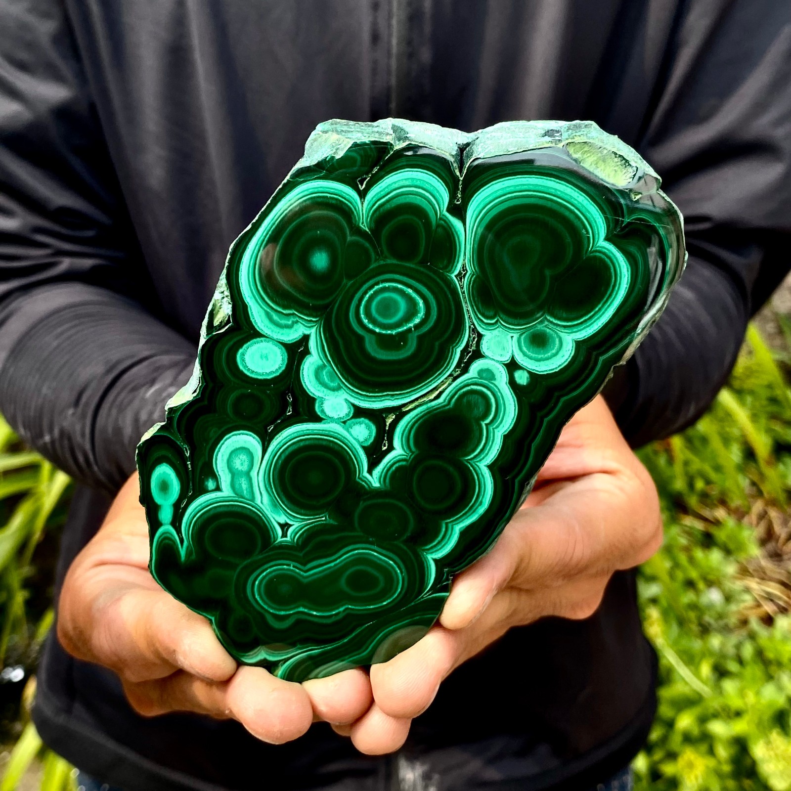 454G Natural malachite slice quartz crystal luster mineral specimen