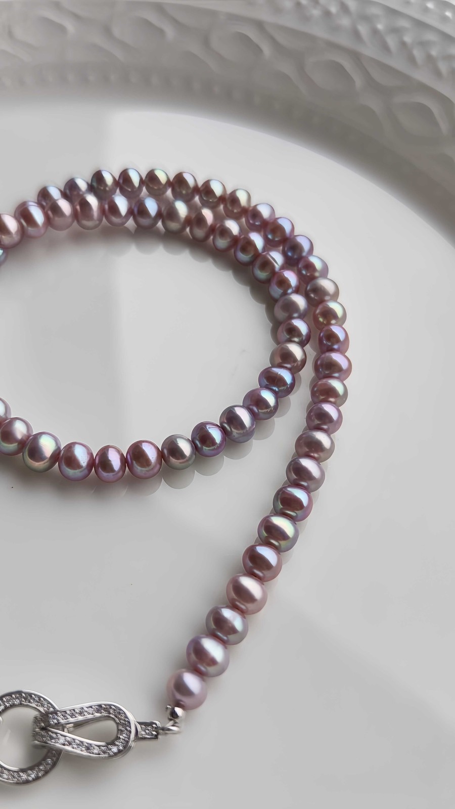 Fairy Purple No-Core Freshwater Pearl Necklace 6mm Natural Oval Near-Round