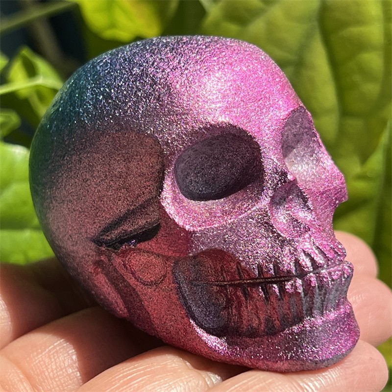 2.3″ Natural White Jade electroplating skull quartz crystal skull Gem Random 1pc