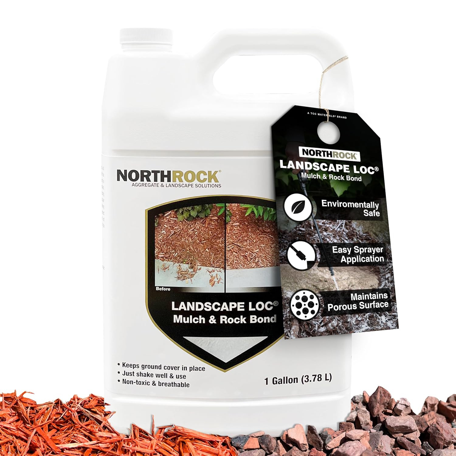 Landscape Mulch Glue 1 Gallon – Pet and Plants Safe Rock Bond | Landscape Loc Mu