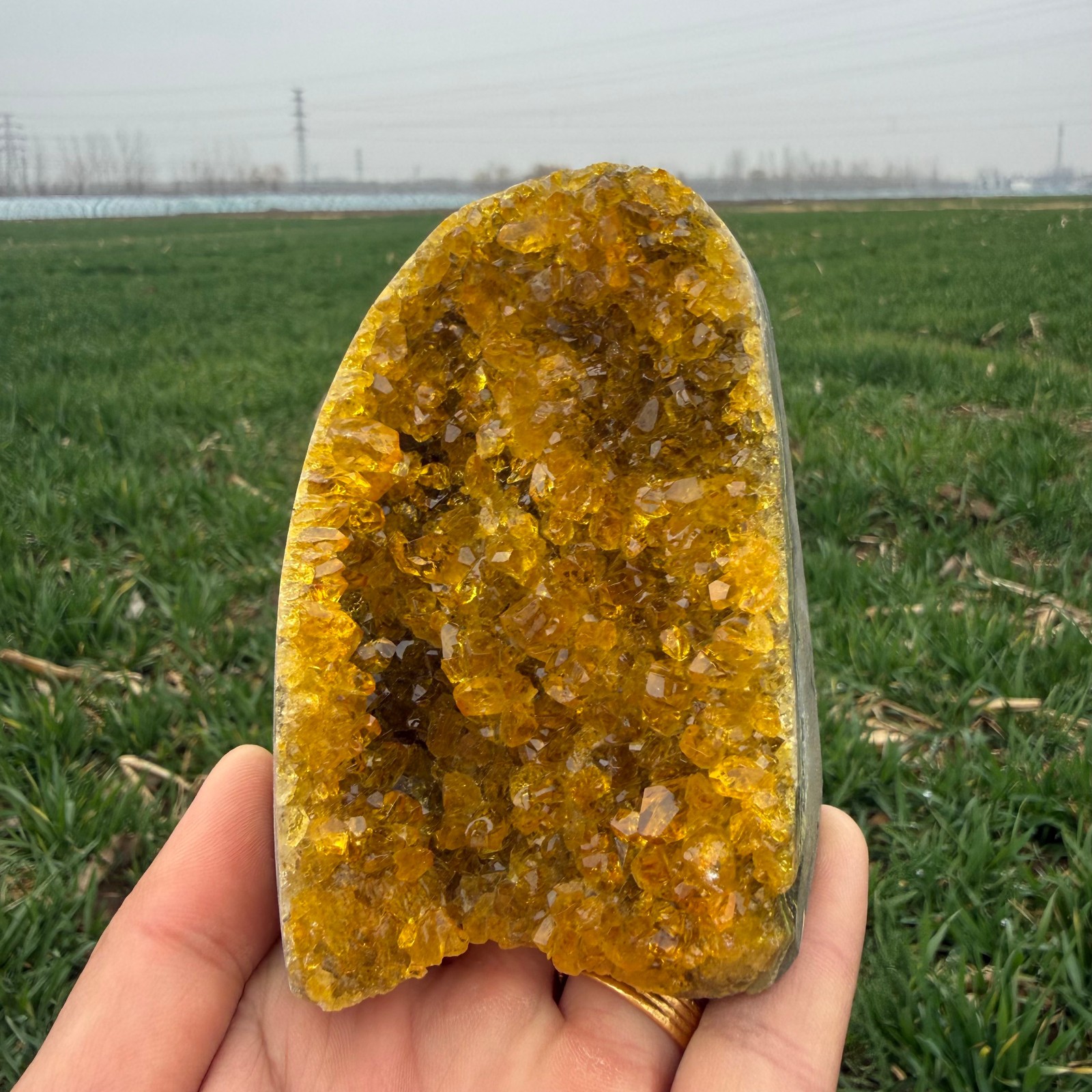 1LB citrine geode quartz cluster crystal specimen Healing random 1pc