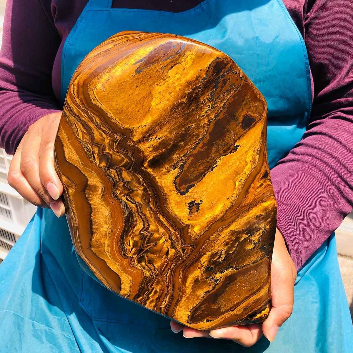 8.99 LB Natural Tiger Eye Polished Specimen Home Decor Raw Healing Stone 5353