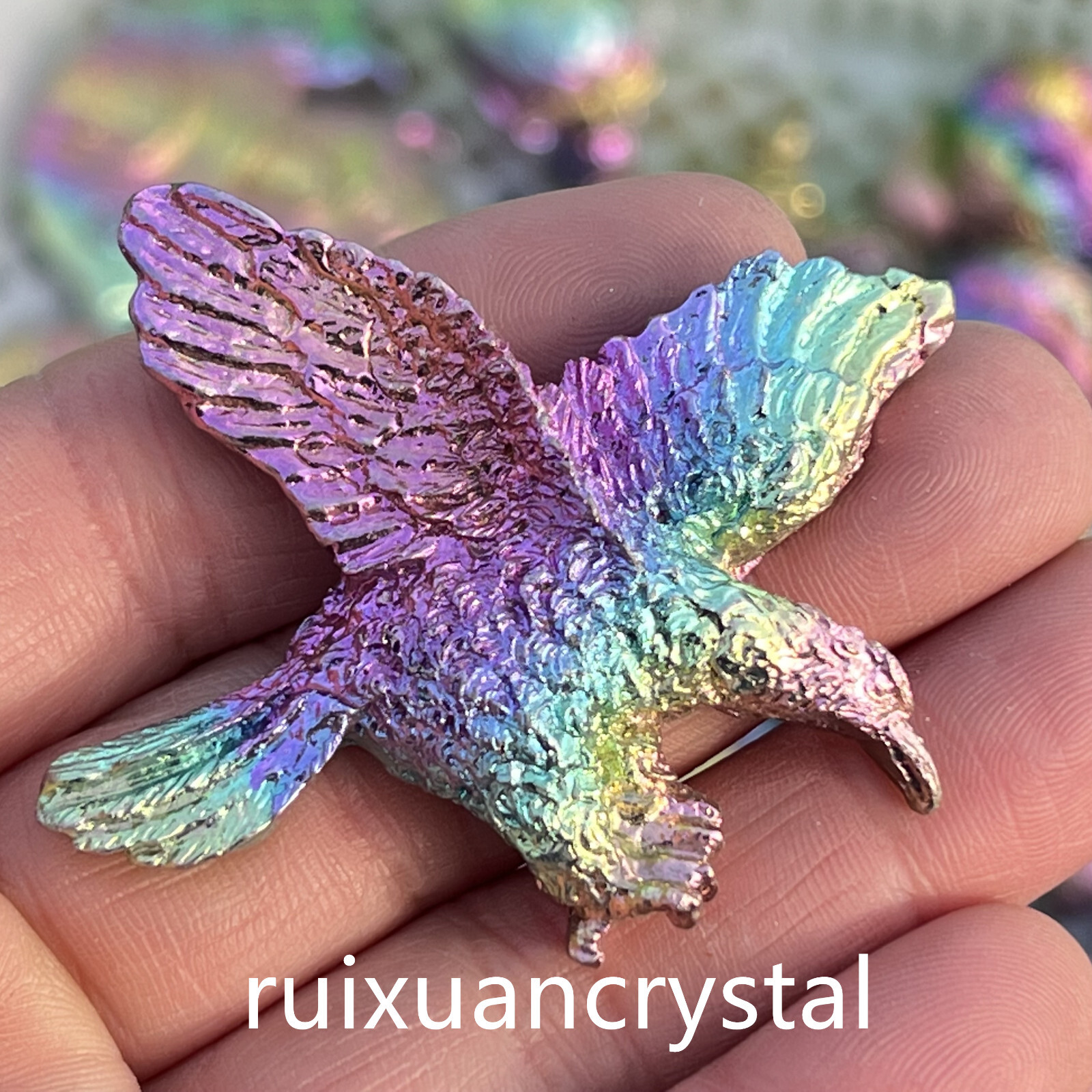 2″ Natural bismutosmaltite Quartz Carved hummingbird skull Crystal Healing1pc