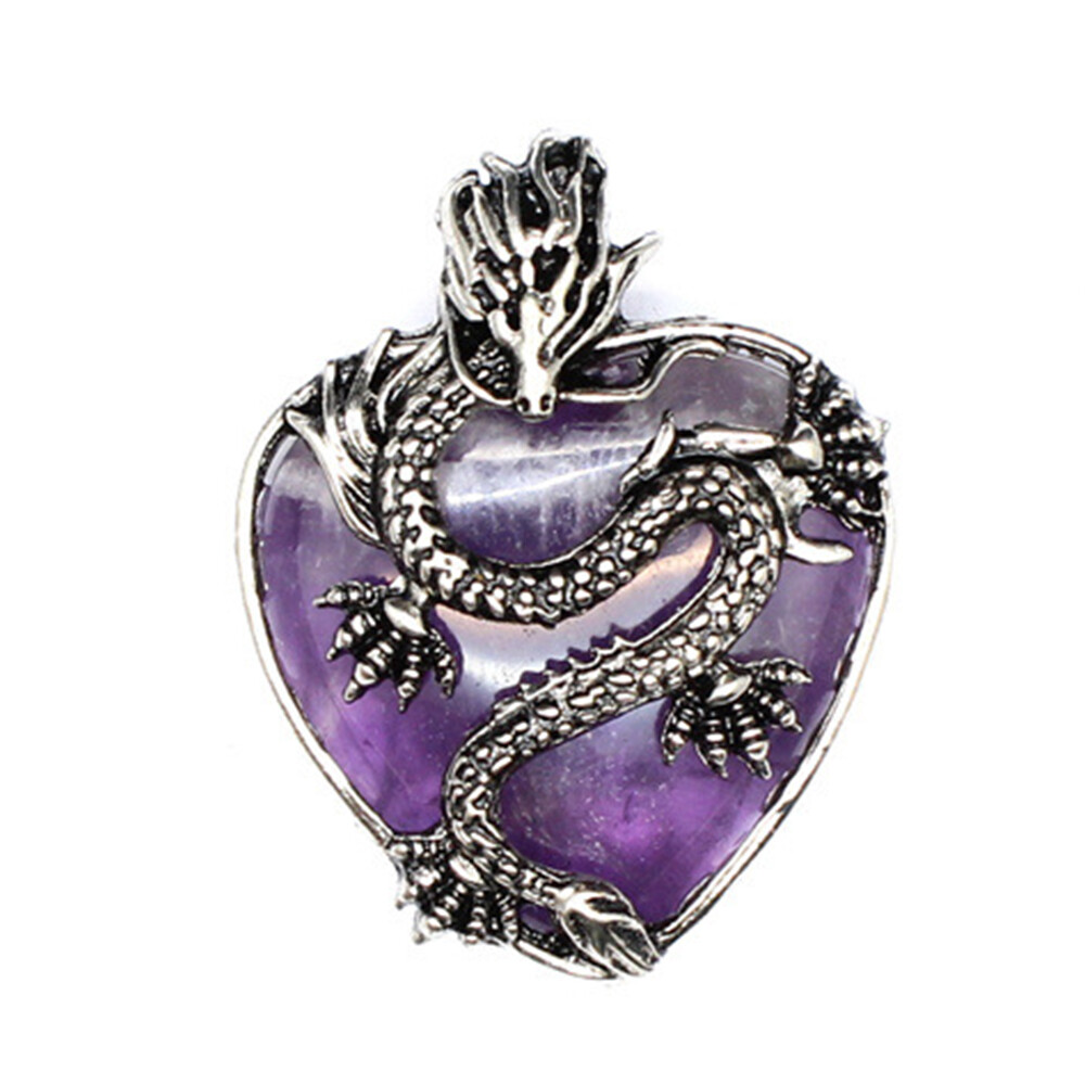 Natural Crystal Heart Dragon Claw Pendant Chakra Quartz Skull Healing Reiki Gift