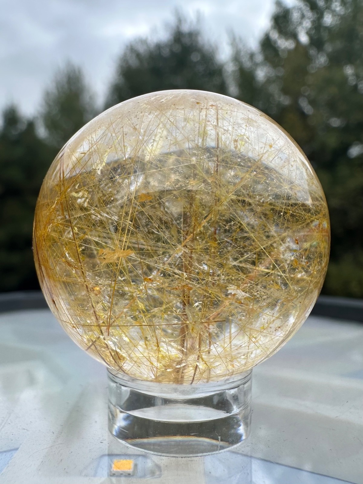 48g natural gold rutile sphere polished quartz crystal ball