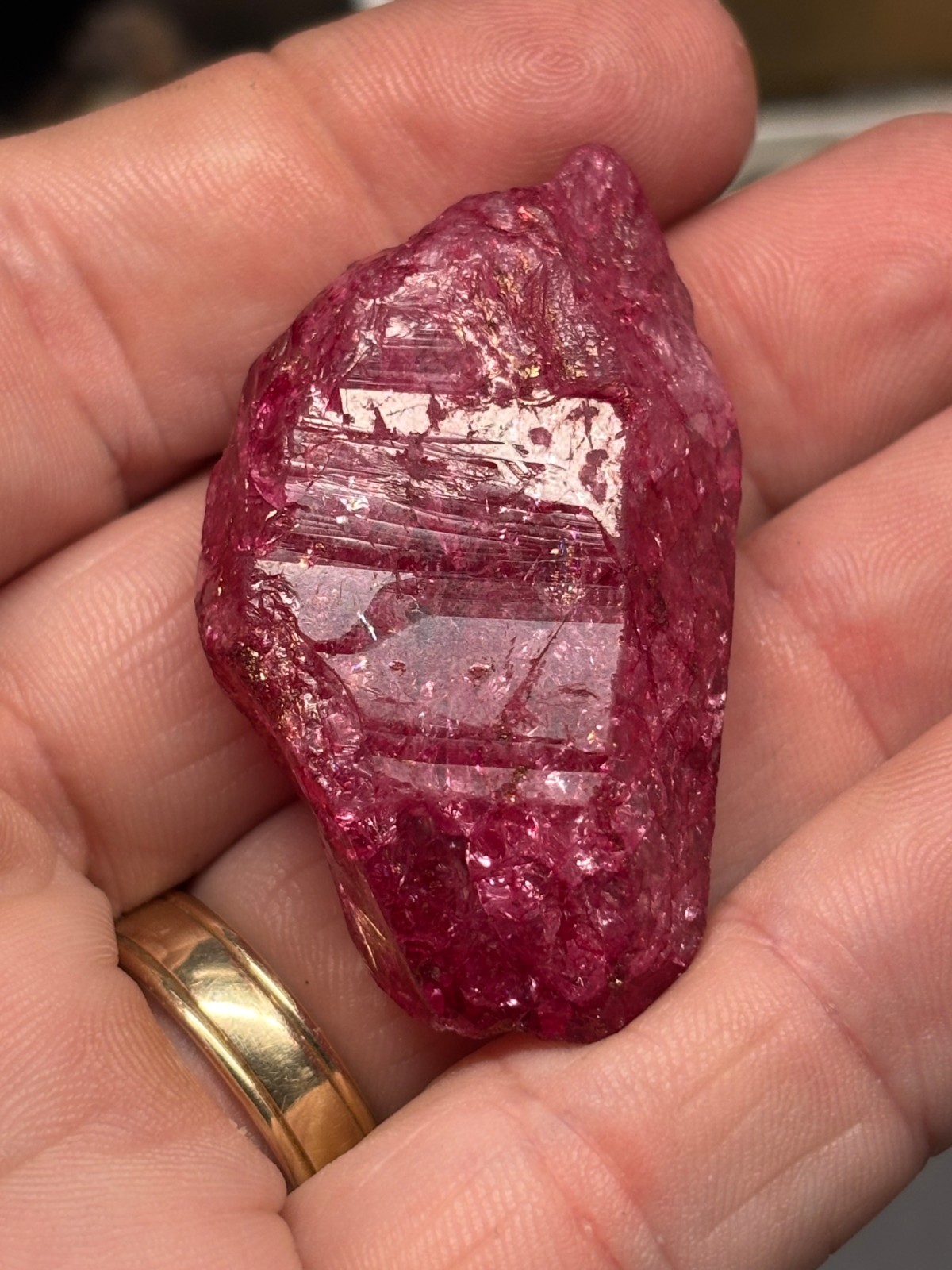 Dyed fractured Quartz crystal RUBY CORUNDUM ?? Wicca Pagan Mystic OCCULT