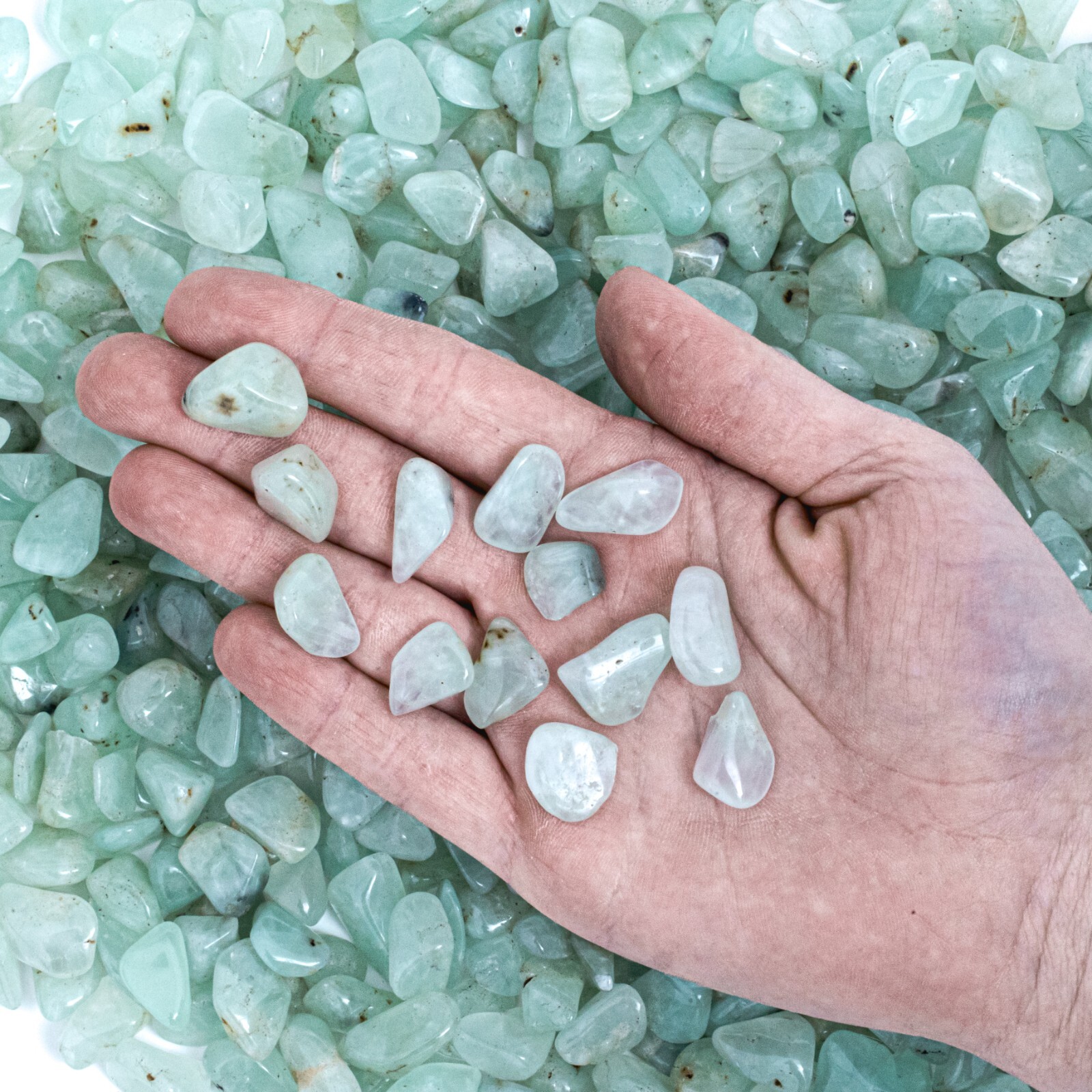 50g Medium Tumbled Prehnite Gemstone Crystals Bulk Wholesale Gems Green Rocks