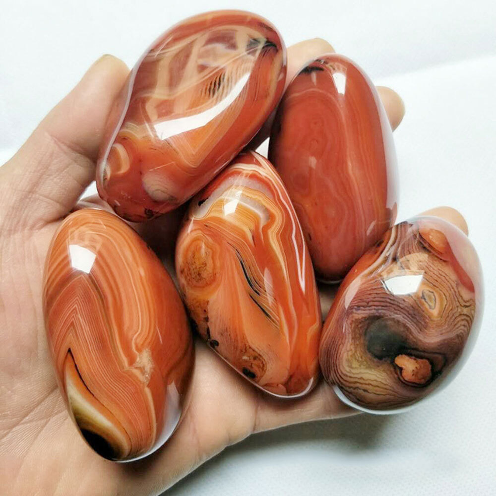 20-150G Natural Silk Banded Lace Agate Sardonyx Carnelian Chakra Stone 20-100MM