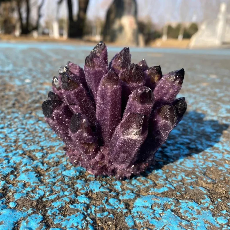 2026NEWFIND 1PC Rare Dark Amethyst Quartz Cluster Healing Purple Crystal Geode