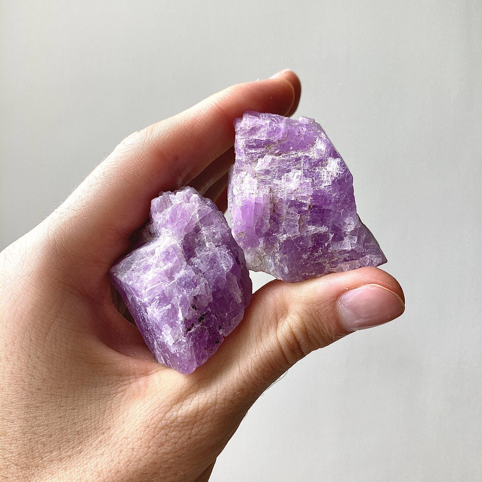 5 PCS Raw Rough Kunzite Stone Purple Crystal Healing Energy Mineral Specimen