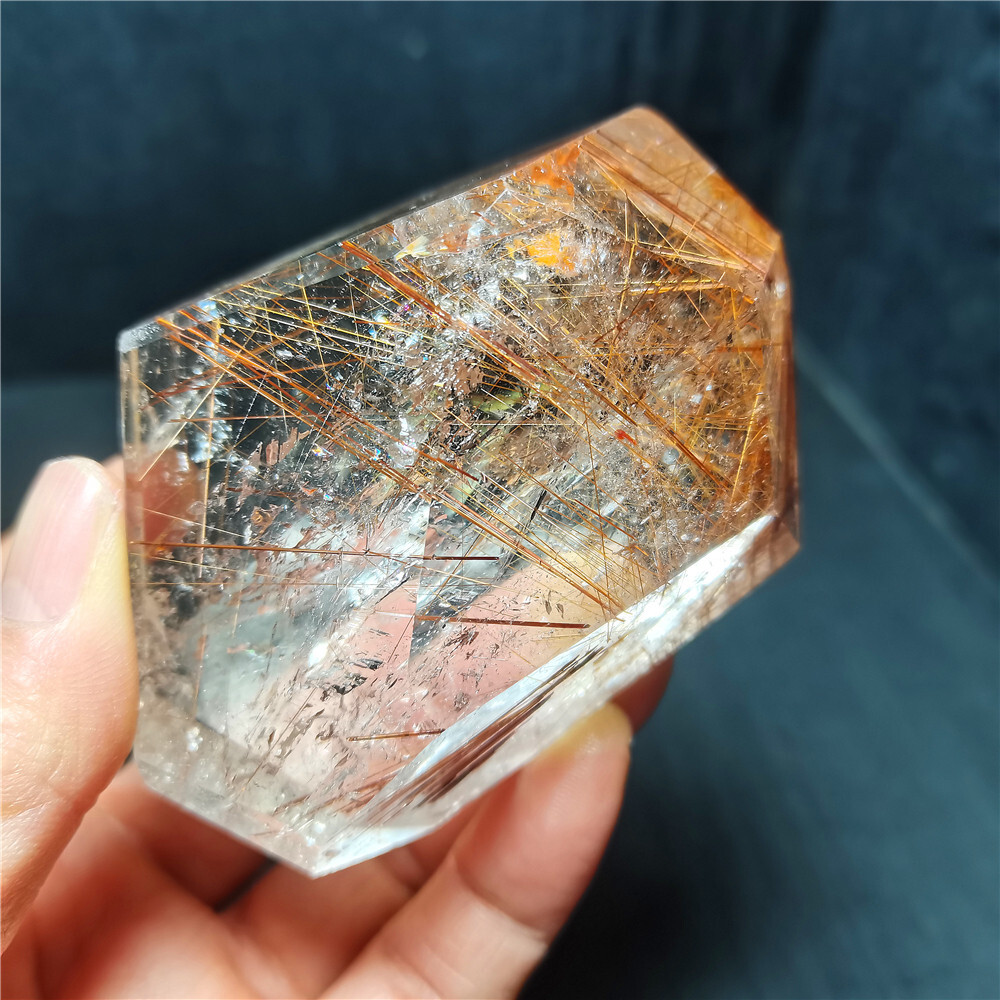 Rare Clear Golden Rutilated Inclusions Stone Gold Needles Stone specimen CY07