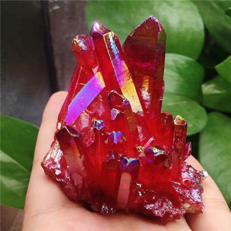 100g Natural Quartz Crystal Cluster Angel Aura Red Titanium Gemstone Healing US