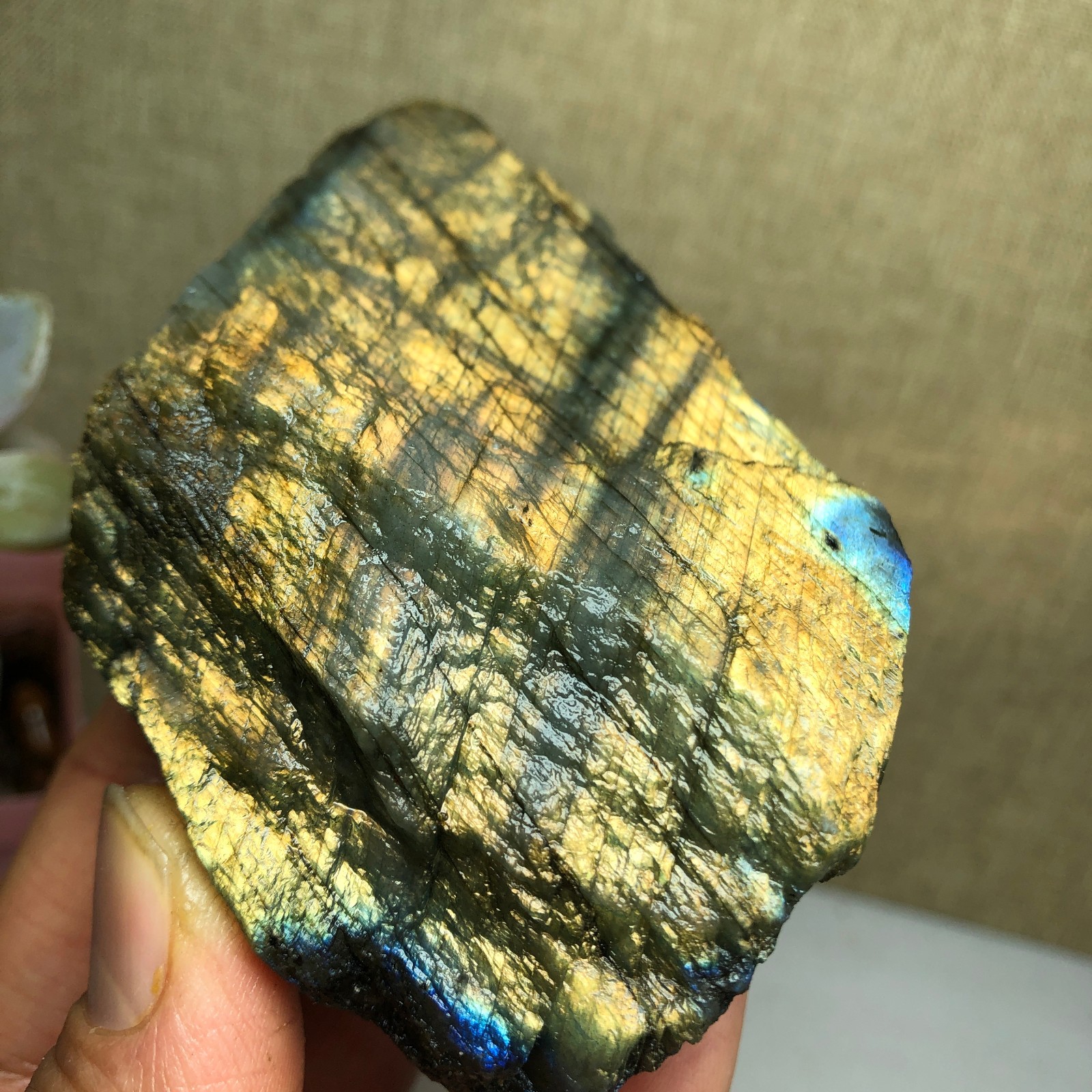 65mm Natural Labradorite Crystal gemstone rough original Specimen 205g A2631
